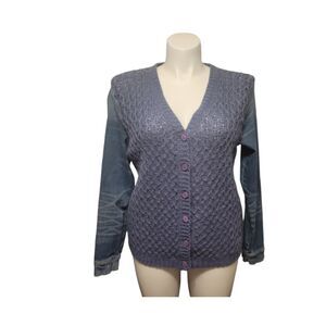 Upcycled Denim Shacket Women M Blue Button Front